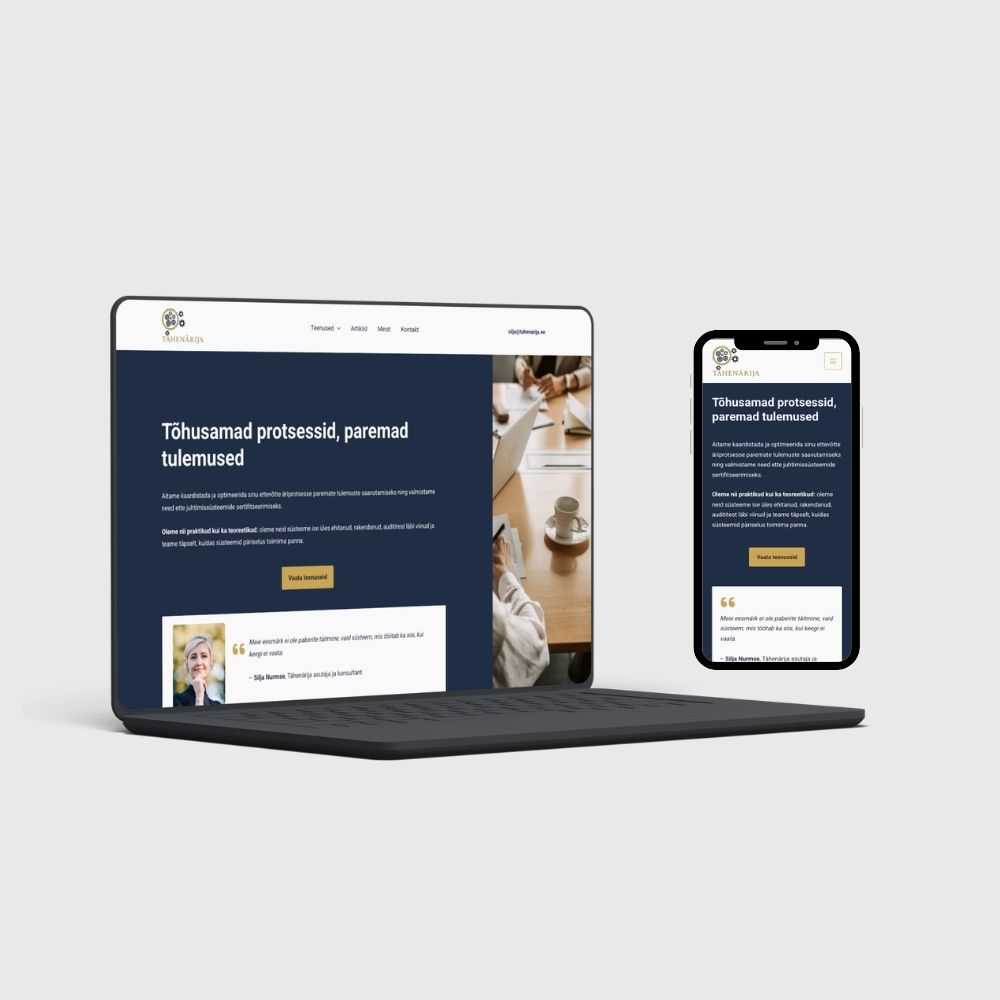 tahenarija.ee veebilehe ekraanipilt